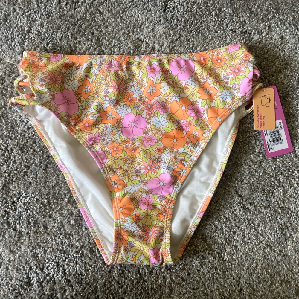 Small Side-Knot High-Waisted Cheeky Bikini Bottoms